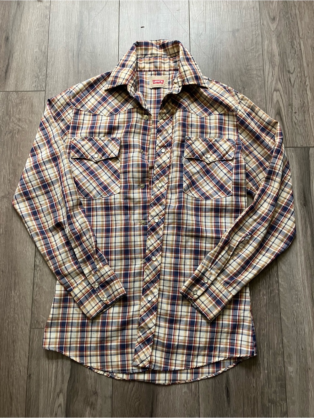 Levi's Vintage Plaid Pearl Snap Western Shirt Made in Canada White Tag Unisex
